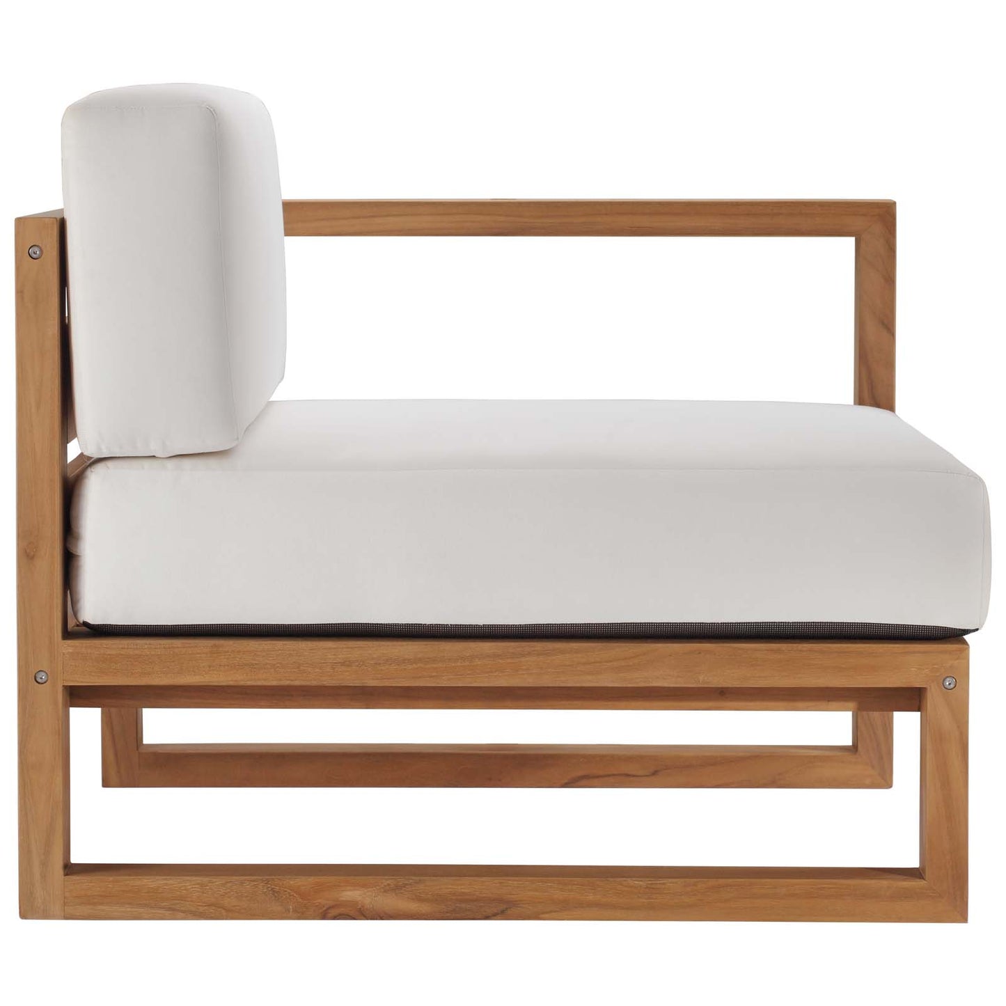 Upland Outdoor Patio Teak Wood 3-Piece Sectional Sofa Set Natural White EEI-4254-NAT-WHI-SET