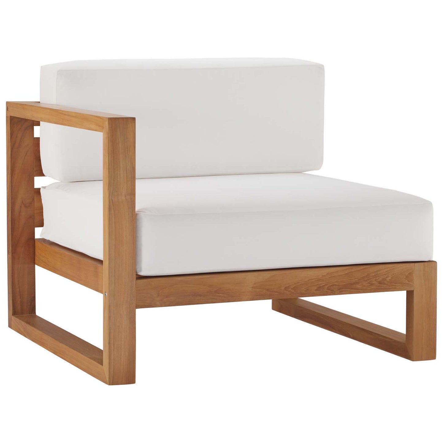 Upland Outdoor Patio Teak Wood 3-Piece Sectional Sofa Set Natural White EEI-4254-NAT-WHI-SET
