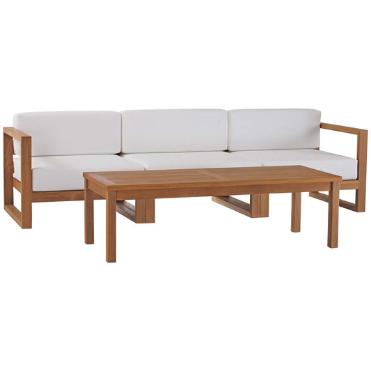 Upland Outdoor Patio Teak Wood 4-Piece Furniture Set Natural White