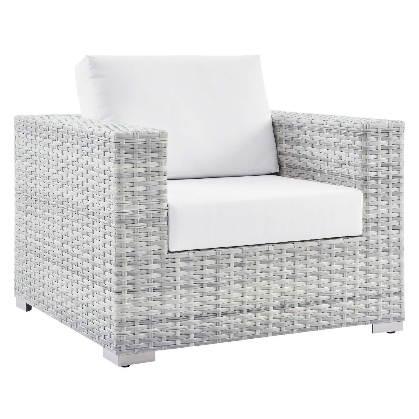 Convene Outdoor Patio Armchair Light Gray White EEI-4297-LGR-WHI