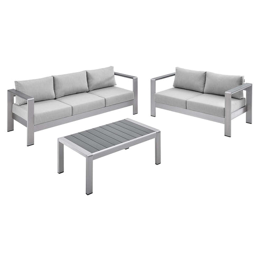 Shore 3 Piece Sunbrella® Fabric Outdoor Patio Aluminum Set by Modway