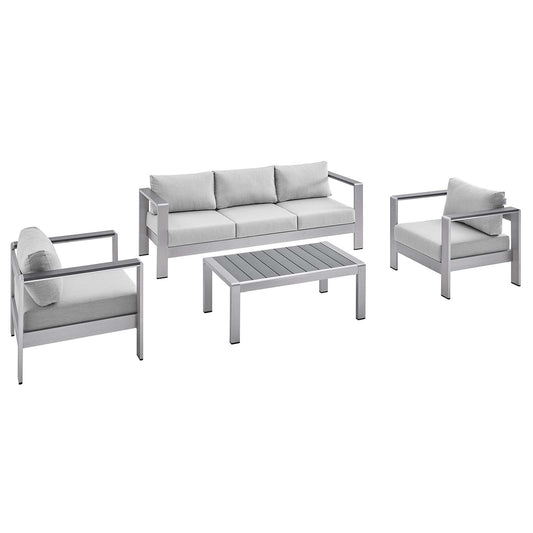 Shore 4 Piece Sunbrella® Fabric Outdoor Patio Aluminum Set by Modway