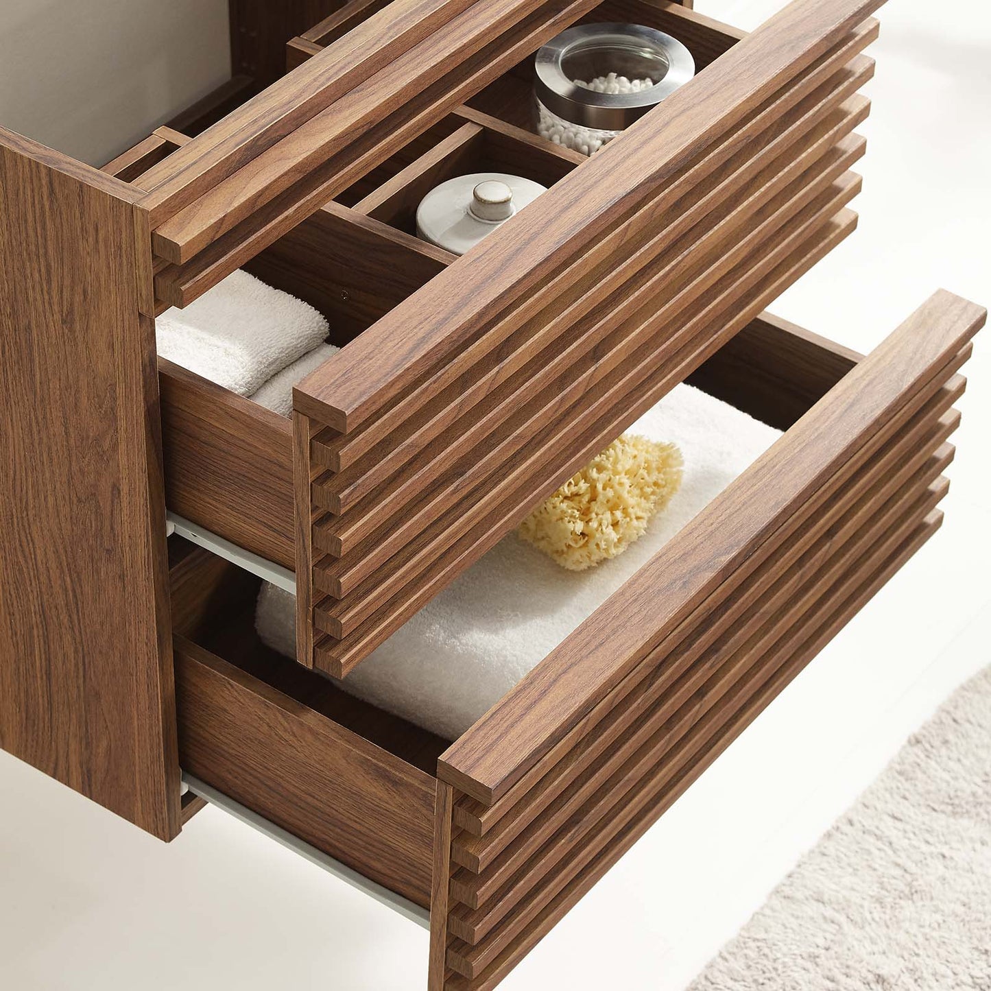 Render 24" Wall-Mount Bathroom Vanity Cabinet (Sink Basin Not Included) Walnut EEI-4338-WAL