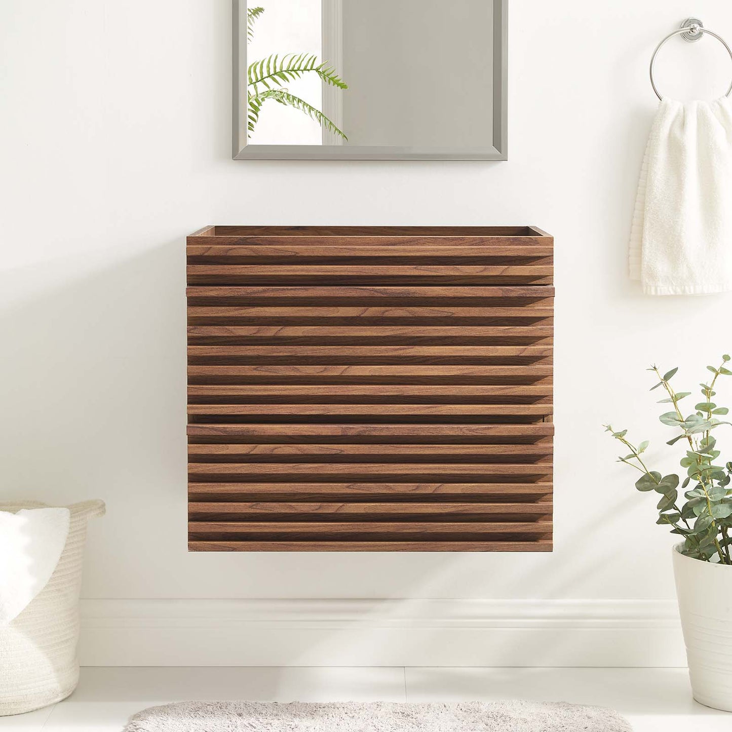 Render 24" Wall-Mount Bathroom Vanity Cabinet (Sink Basin Not Included) Walnut EEI-4338-WAL