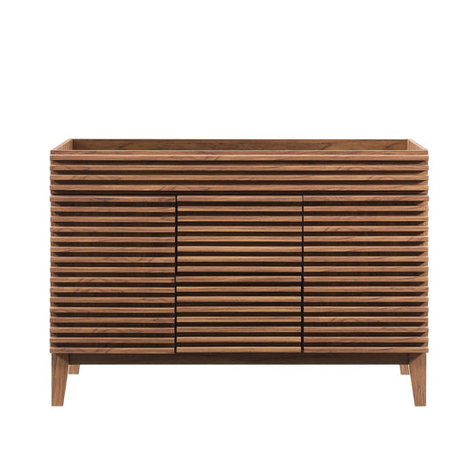 Render 48" Double Sink Compatible (Not Included) Bathroom Vanity Cabinet Walnut