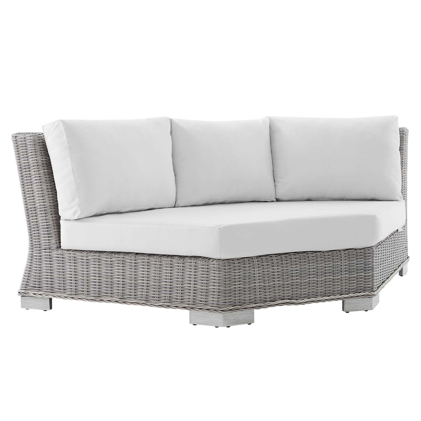 Conway Sunbrella® Outdoor Patio Wicker Rattan 6-Piece Sectional Sofa Set Light Gray White EEI-4358-LGR-WHI