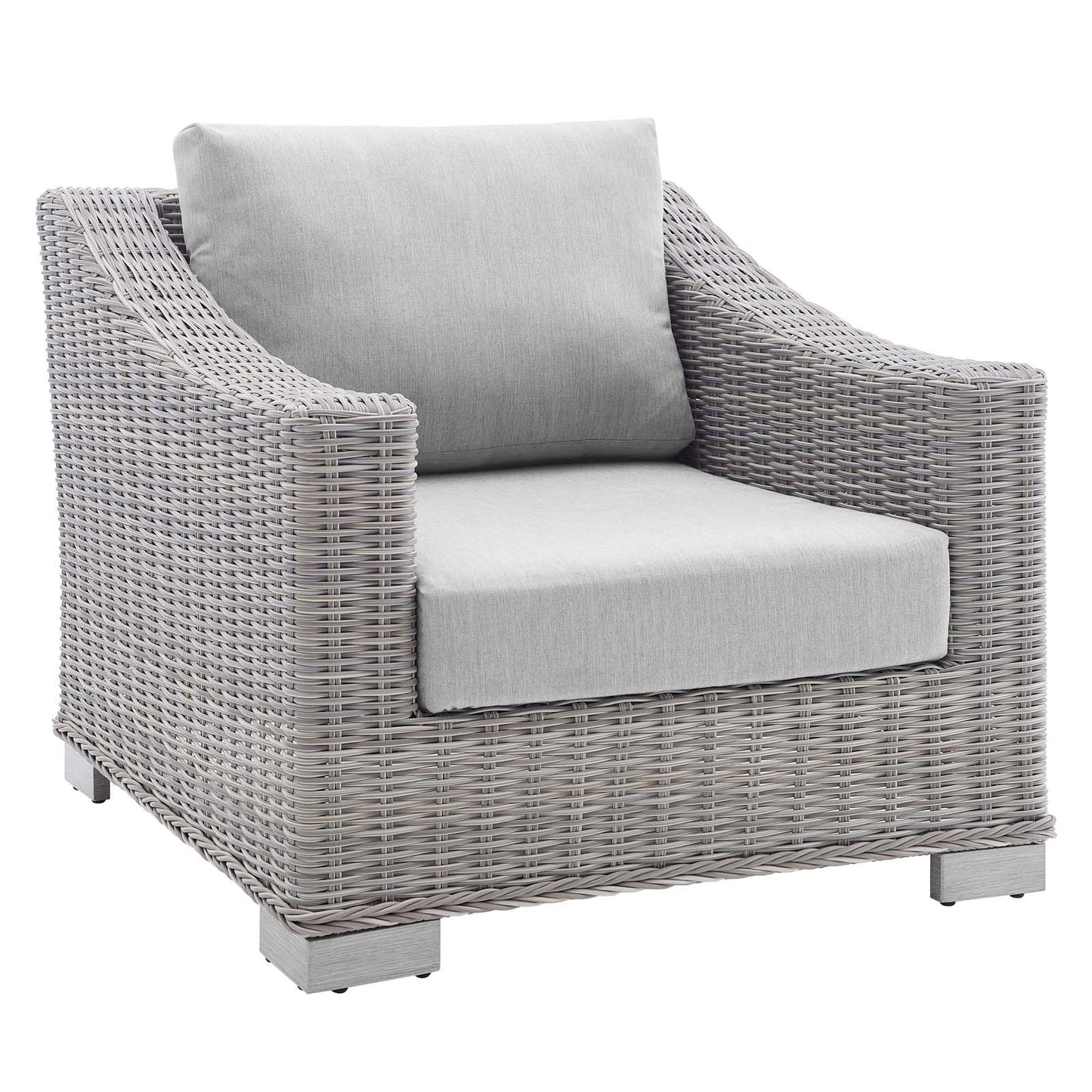 Conway Sunbrella® Outdoor Patio Wicker Rattan 4-Piece Furniture Set Light Gray Gray EEI-4359-LGR-GRY