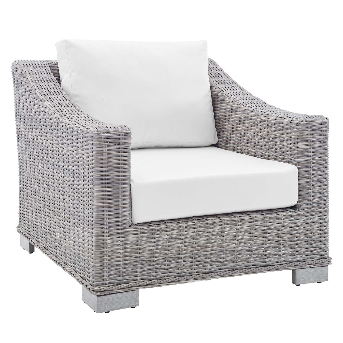 Conway Sunbrella® Outdoor Patio Wicker Rattan 4-Piece Furniture Set Light Gray White EEI-4359-LGR-WHI