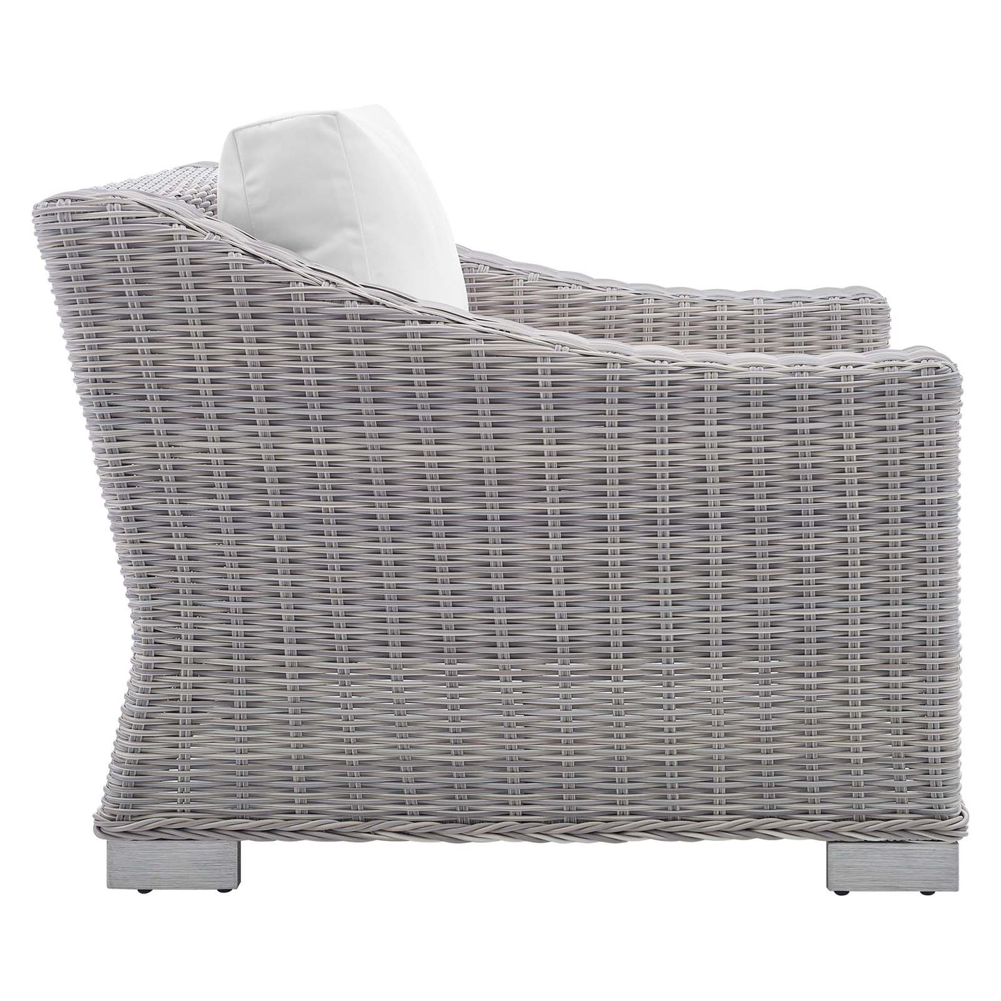 Conway Sunbrella® Outdoor Patio Wicker Rattan 4-Piece Furniture Set Light Gray White EEI-4359-LGR-WHI