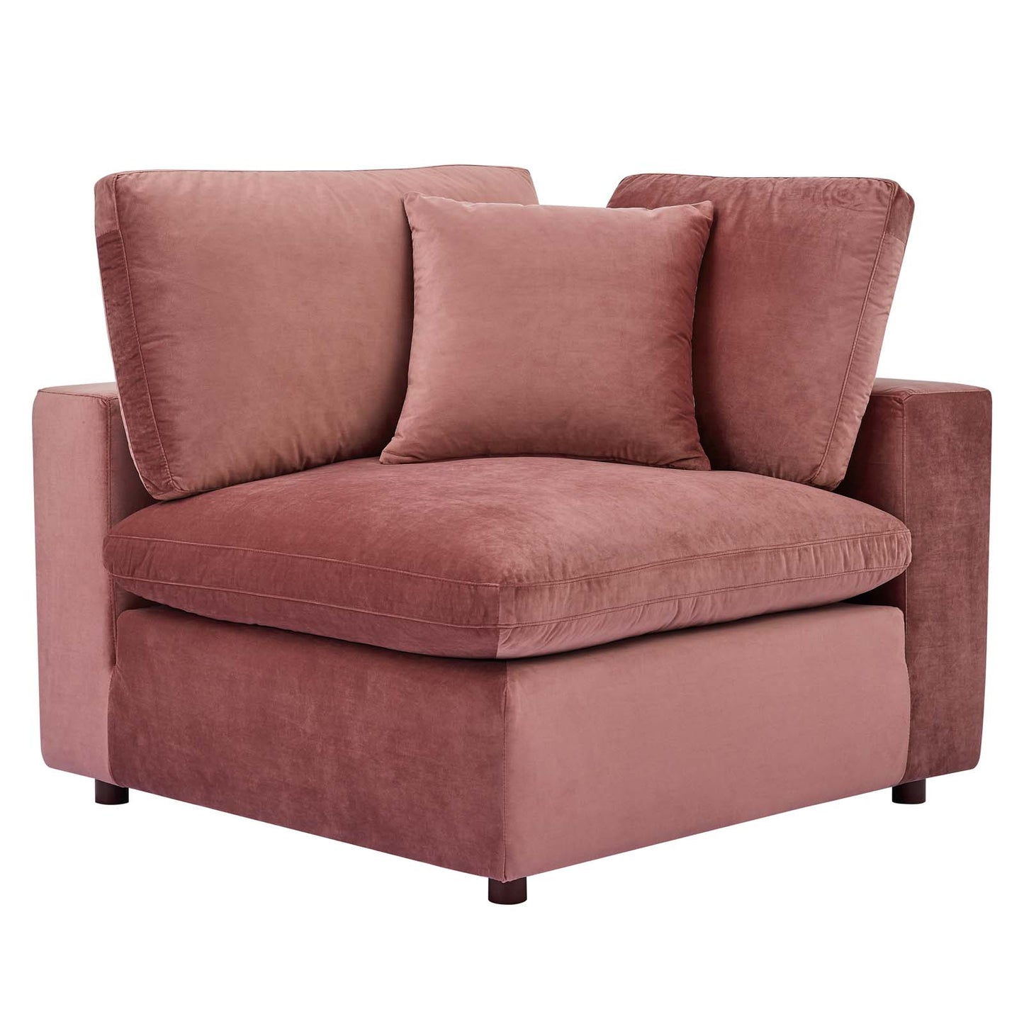 Commix Down Filled Overstuffed Performance Velvet Corner Chair Dusty Rose EEI-4366-DUS