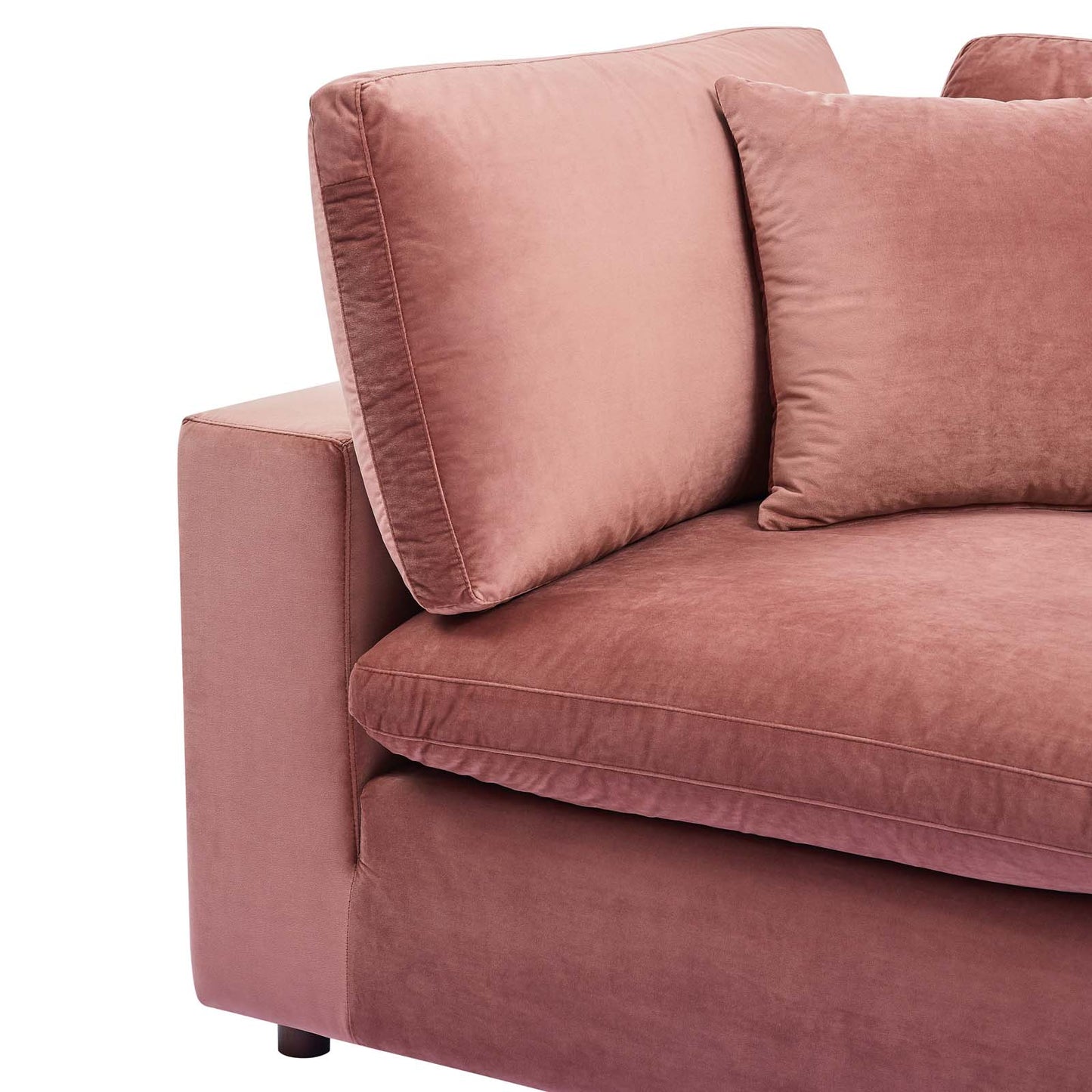 Commix Down Filled Overstuffed Performance Velvet Corner Chair Dusty Rose EEI-4366-DUS