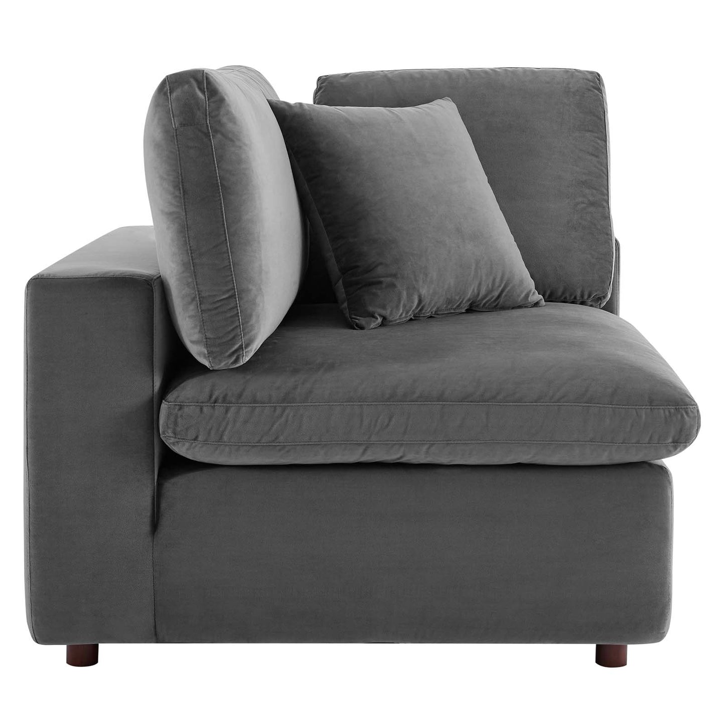 Commix Down Filled Overstuffed Performance Velvet Corner Chair Gray EEI-4366-GRY