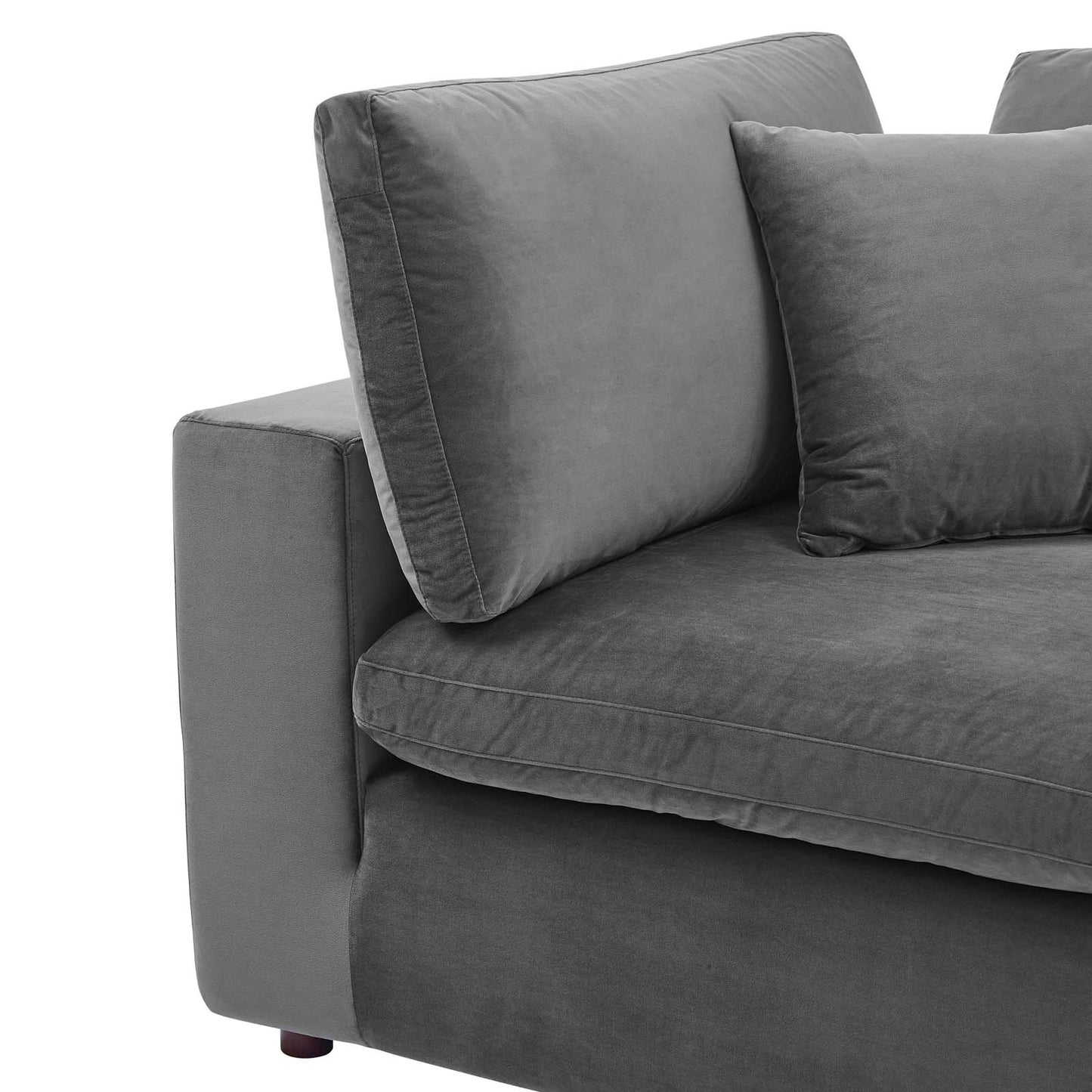 Commix Down Filled Overstuffed Performance Velvet Corner Chair Gray EEI-4366-GRY