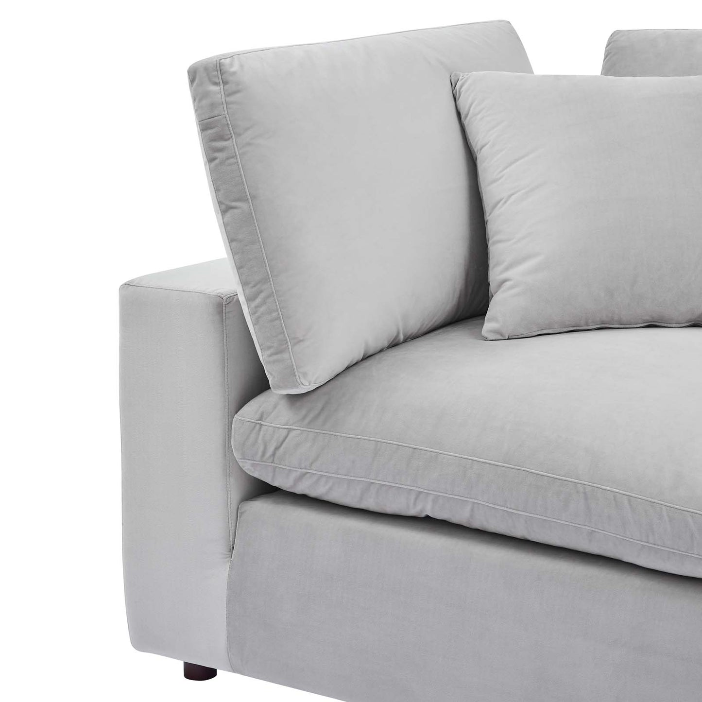 Commix Down Filled Overstuffed Performance Velvet Corner Chair Light Gray EEI-4366-LGR
