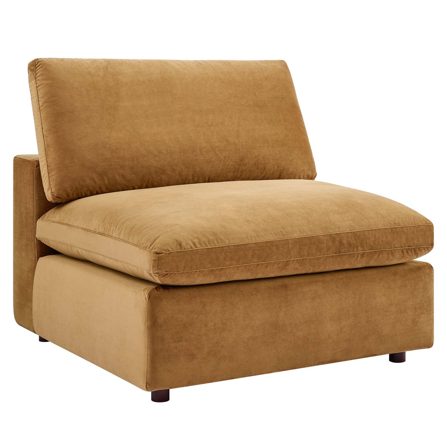Commix Down Filled Overstuffed Performance Velvet Armless Chair Cognac EEI-4367-COG