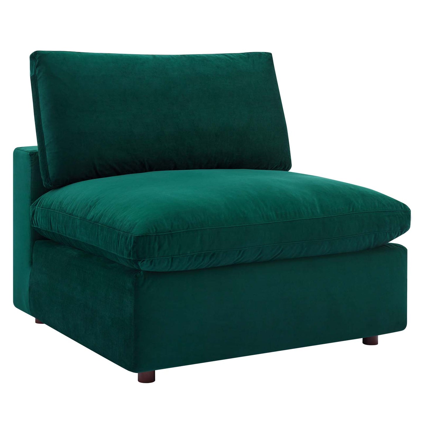 Commix Down Filled Overstuffed Performance Velvet Armless Chair Green EEI-4367-GRN
