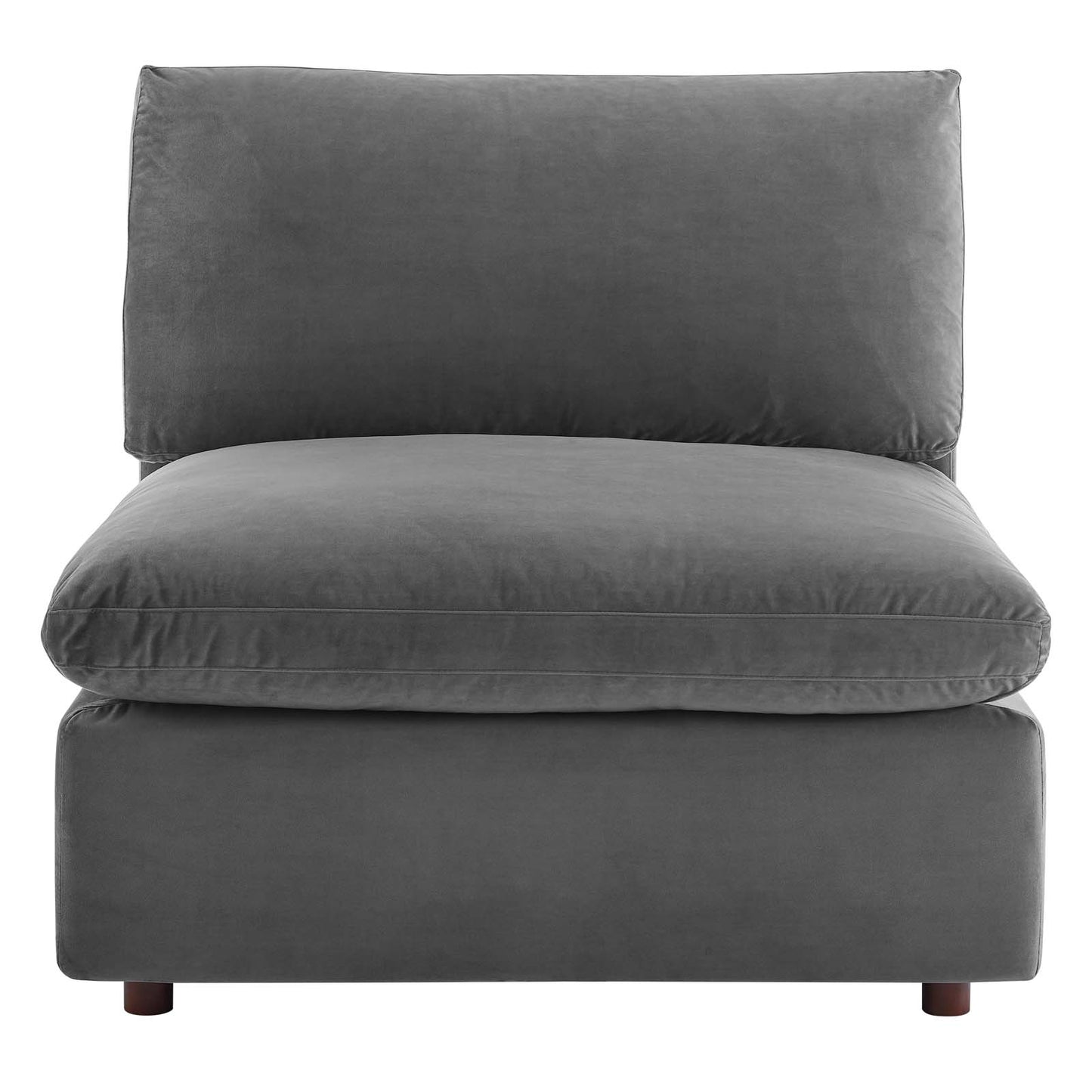 Commix Down Filled Overstuffed Performance Velvet Armless Chair Gray EEI-4367-GRY