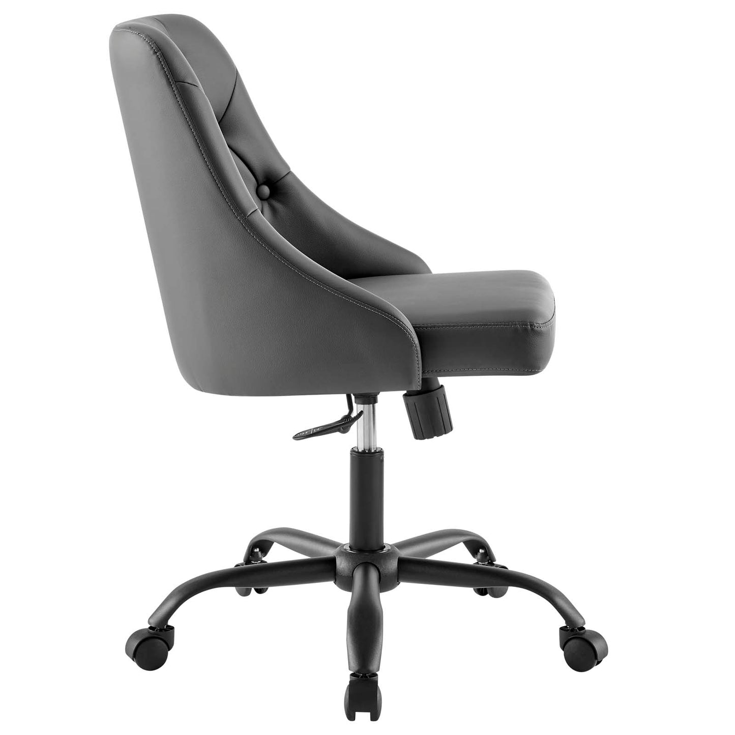 Distinct Tufted Swivel Vegan Leather Office Chair Black Gray EEI-4370-BLK-GRY
