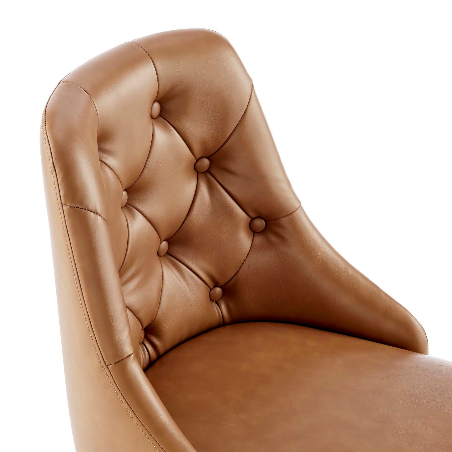 Distinct Tufted Swivel Vegan Leather Office Chair Black Tan EEI-4370-BLK-TAN
