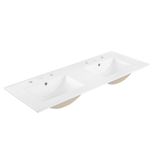Cayman 48" Double Basin Bathroom Sink White