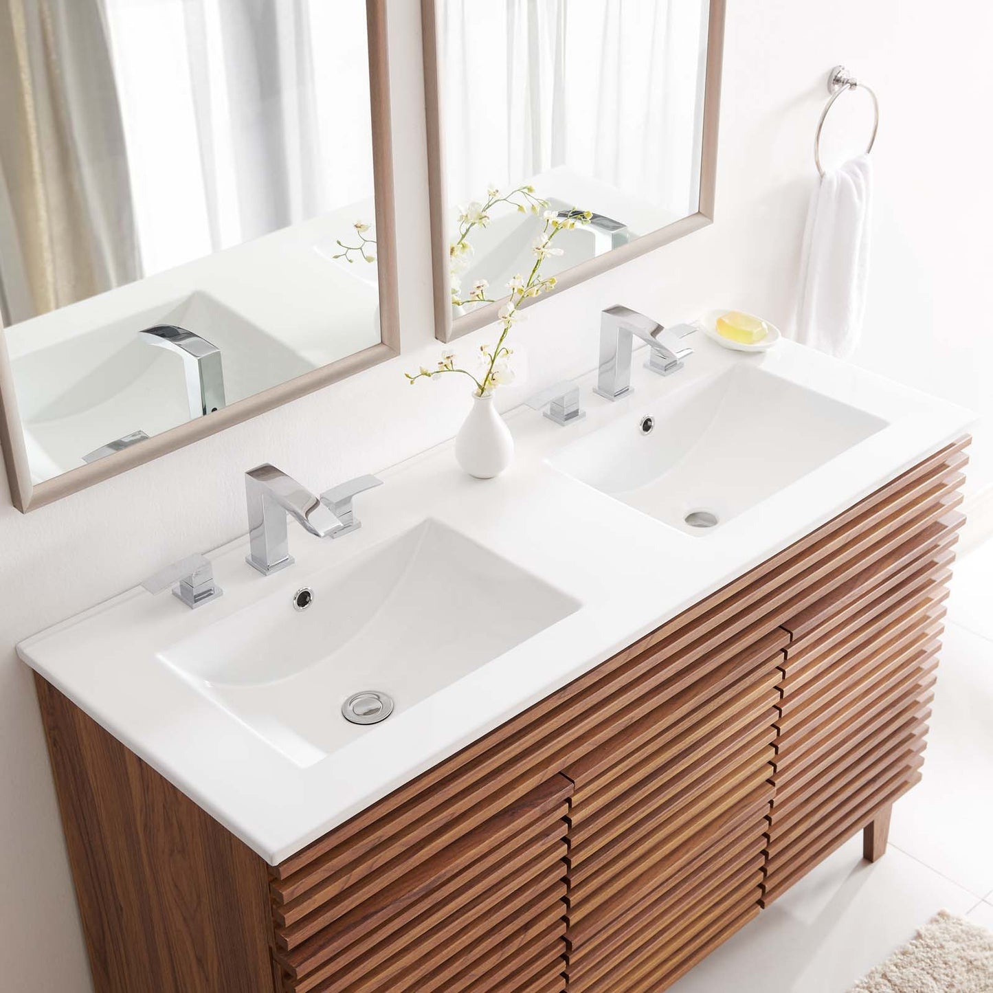Cayman 48" Double Basin Bathroom Sink White EEI-4376-WHI