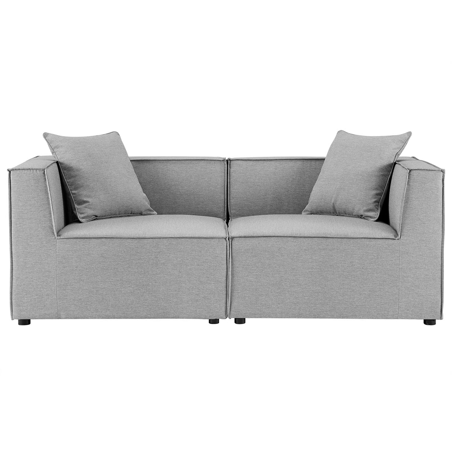 Saybrook Outdoor Patio Upholstered 2-Piece Sectional Sofa Loveseat Gray EEI-4377-GRY