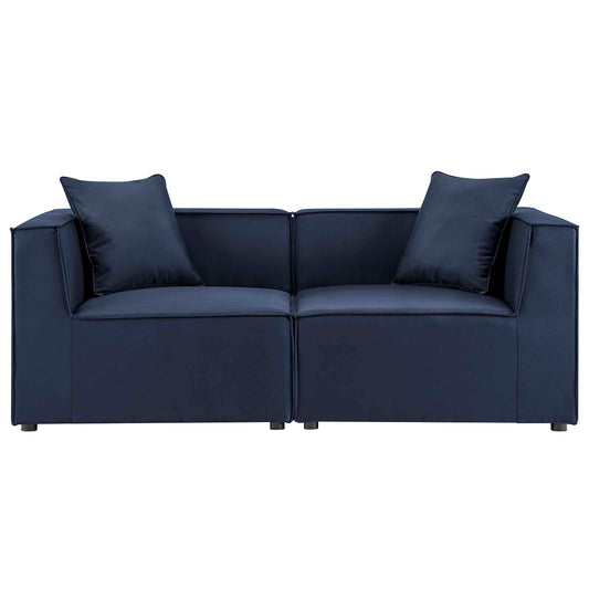 Saybrook Outdoor Patio Upholstered 2-Piece Sectional Sofa Loveseat Navy