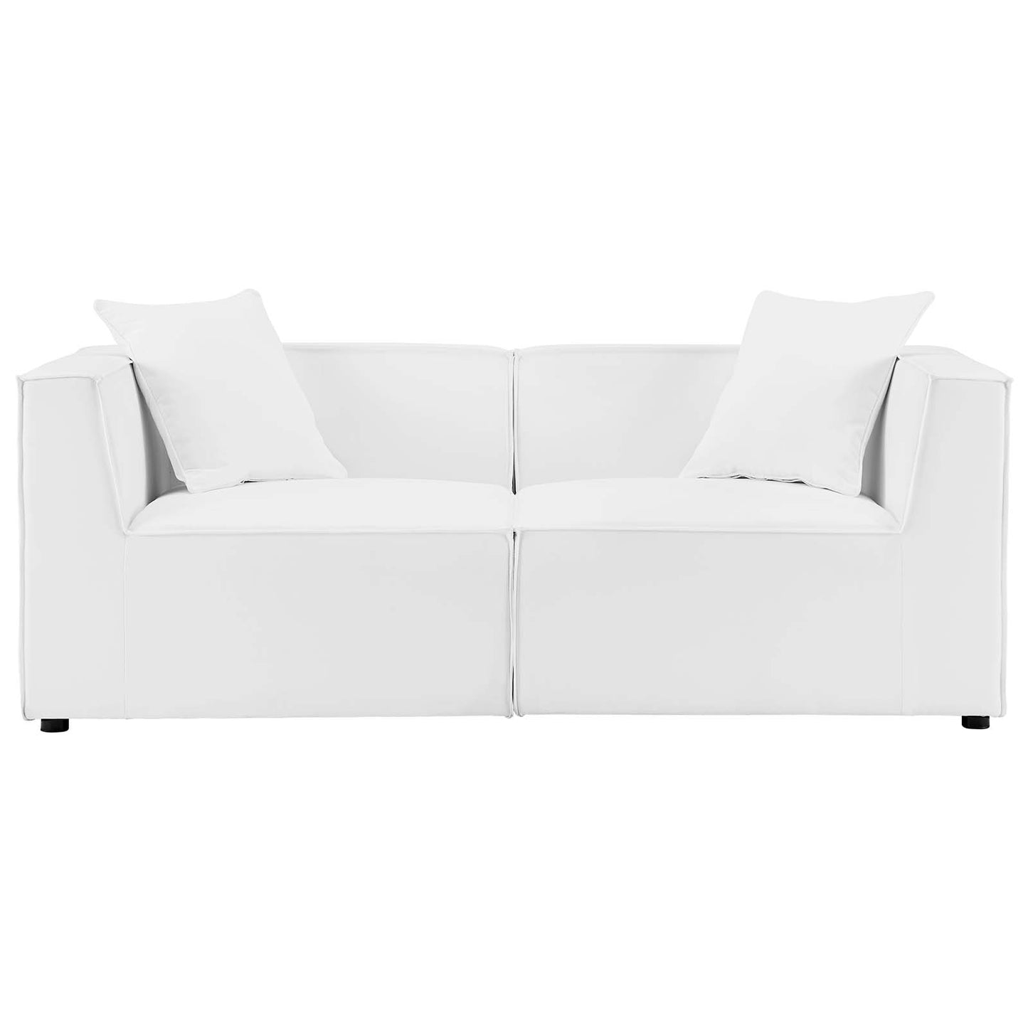 Saybrook Outdoor Patio Upholstered 2-Piece Sectional Sofa Loveseat White EEI-4377-WHI