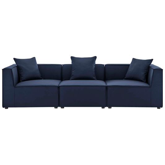 Saybrook Outdoor Patio Upholstered 3-Piece Sectional Sofa Navy