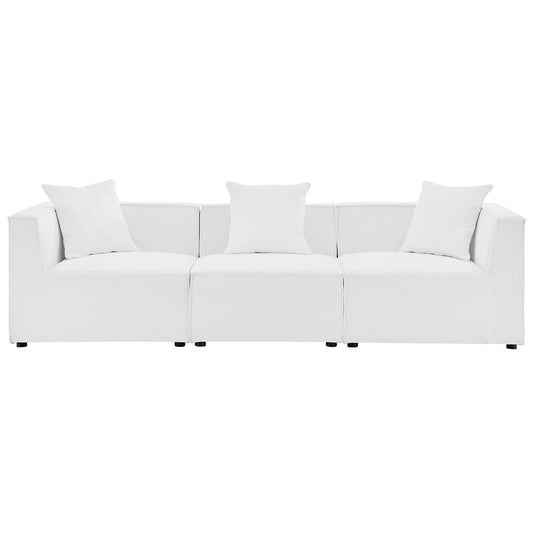 Saybrook Outdoor Patio Upholstered 3-Piece Sectional Sofa White