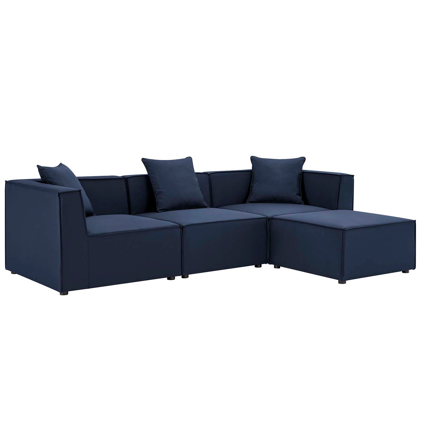 Saybrook Outdoor Patio Upholstered 4-Piece Sectional Sofa Navy EEI-4380-NAV