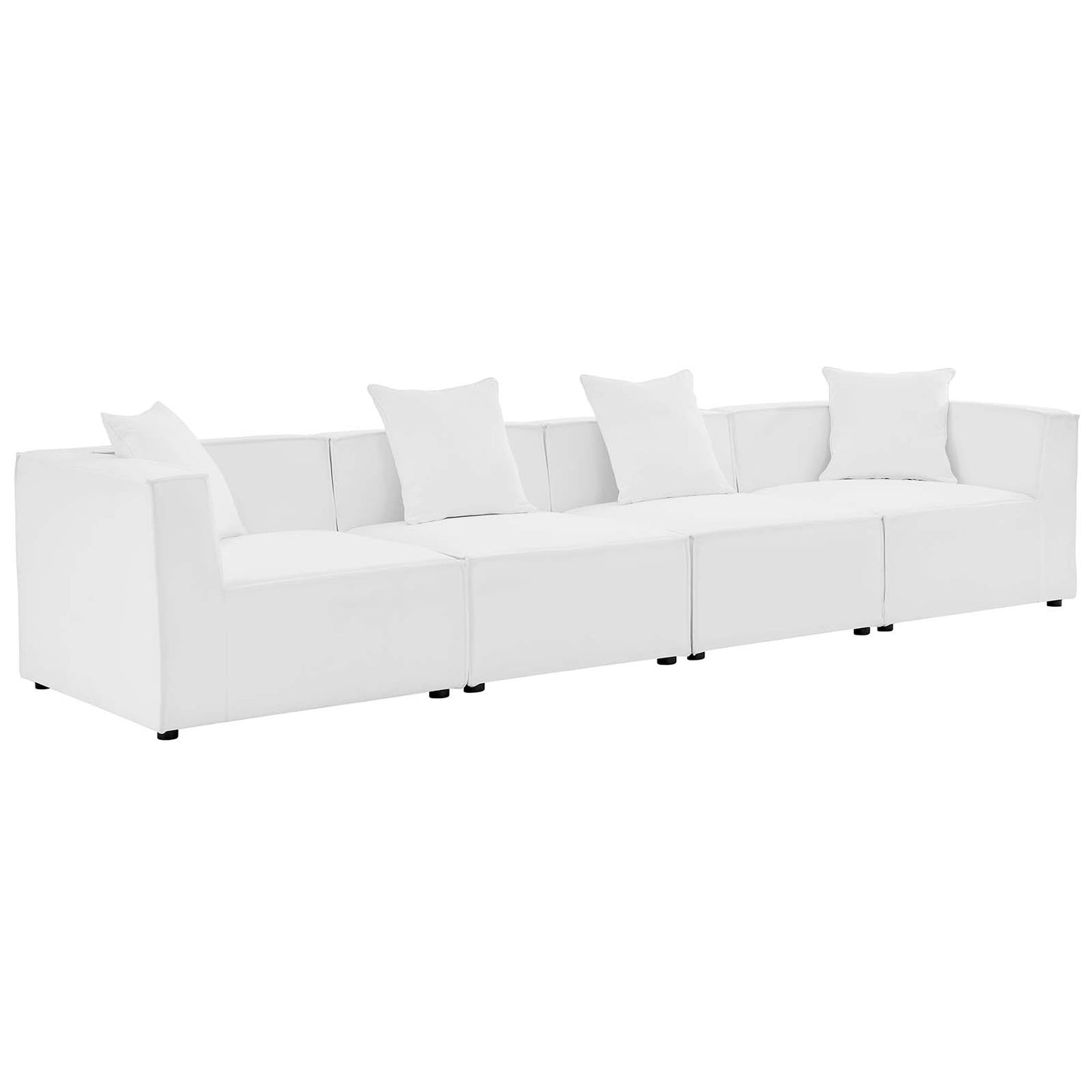 Saybrook Outdoor Patio Upholstered 4-Piece Sectional Sofa White EEI-4381-WHI