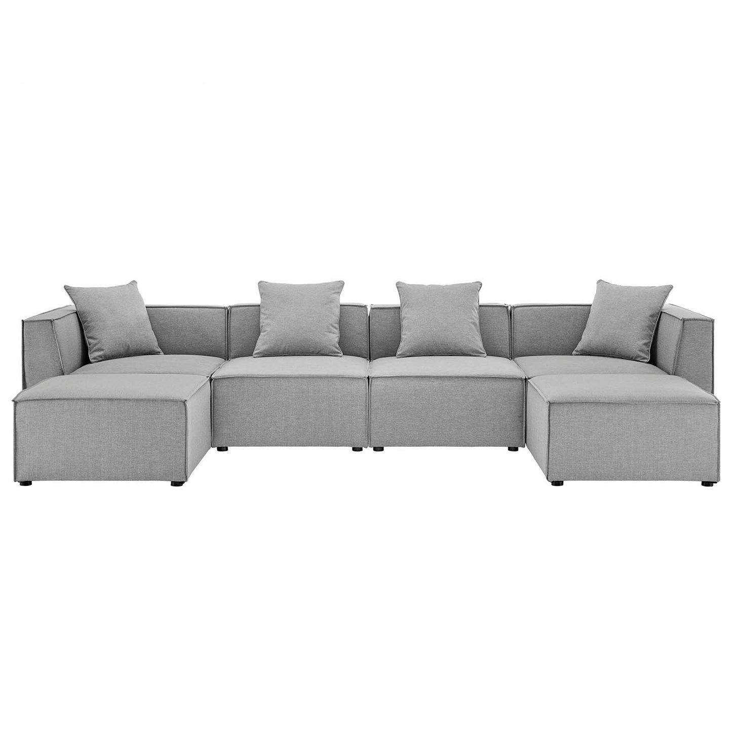 Saybrook Outdoor Patio Upholstered 6-Piece Sectional Sofa Gray EEI-4383-GRY