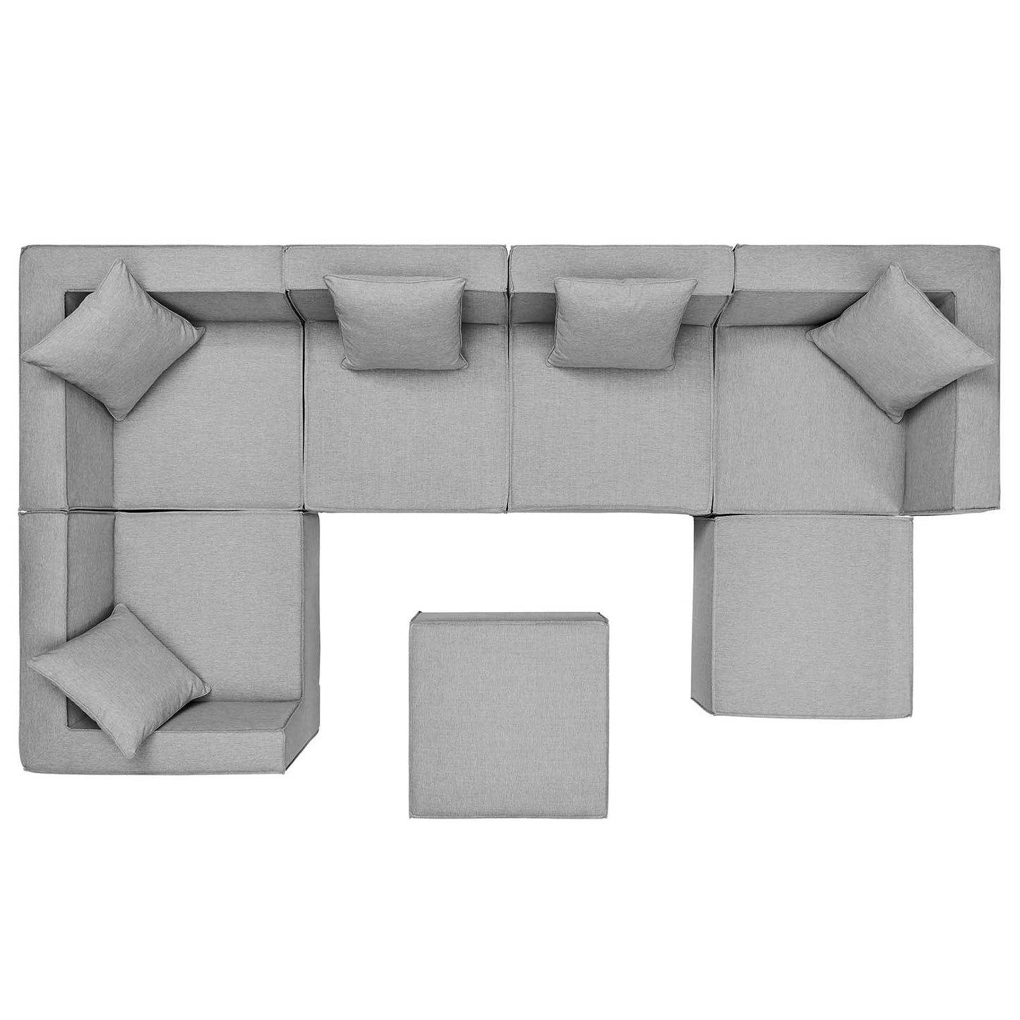 Saybrook Outdoor Patio Upholstered 7-Piece Sectional Sofa Gray EEI-4387-GRY