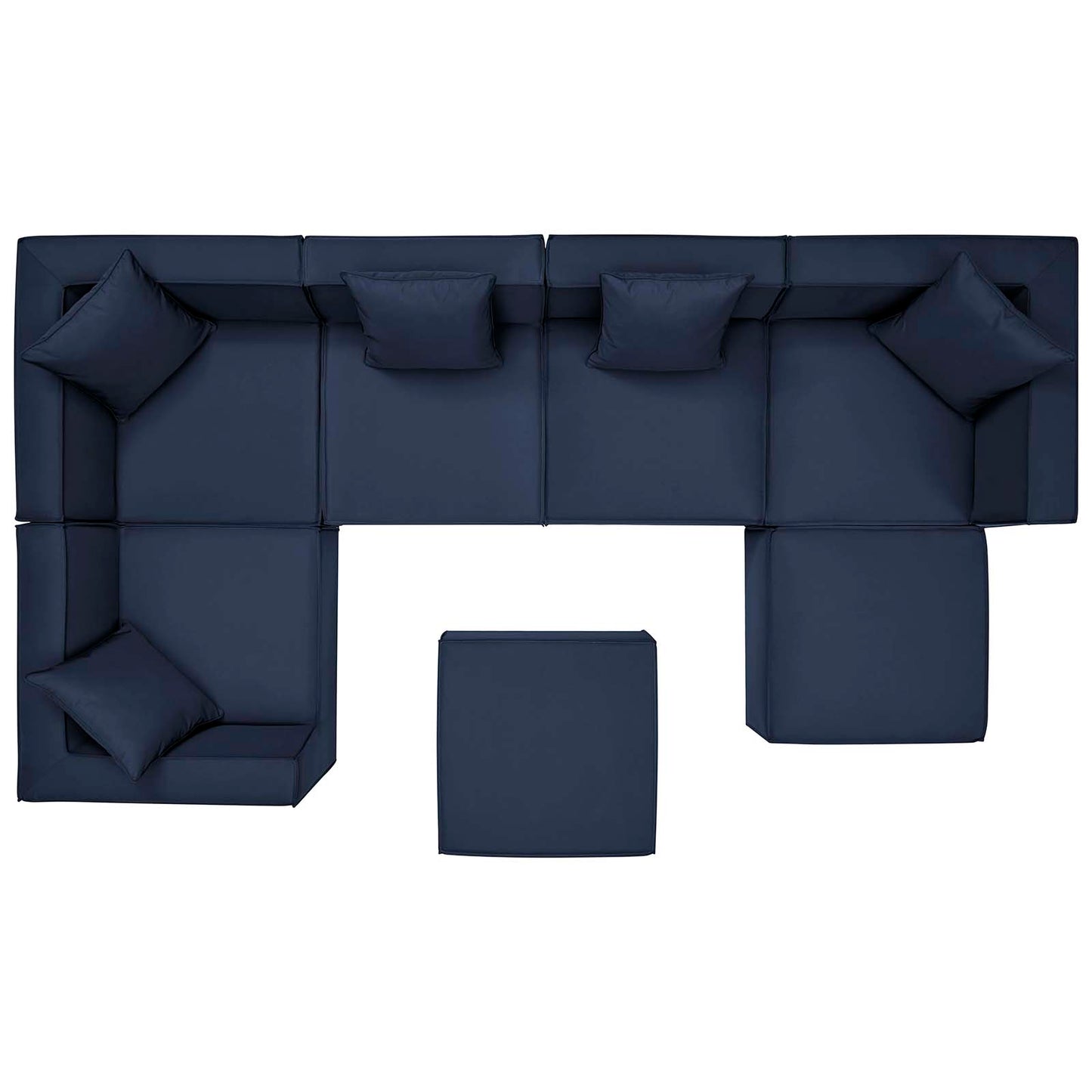 Saybrook Outdoor Patio Upholstered 7-Piece Sectional Sofa Navy EEI-4387-NAV