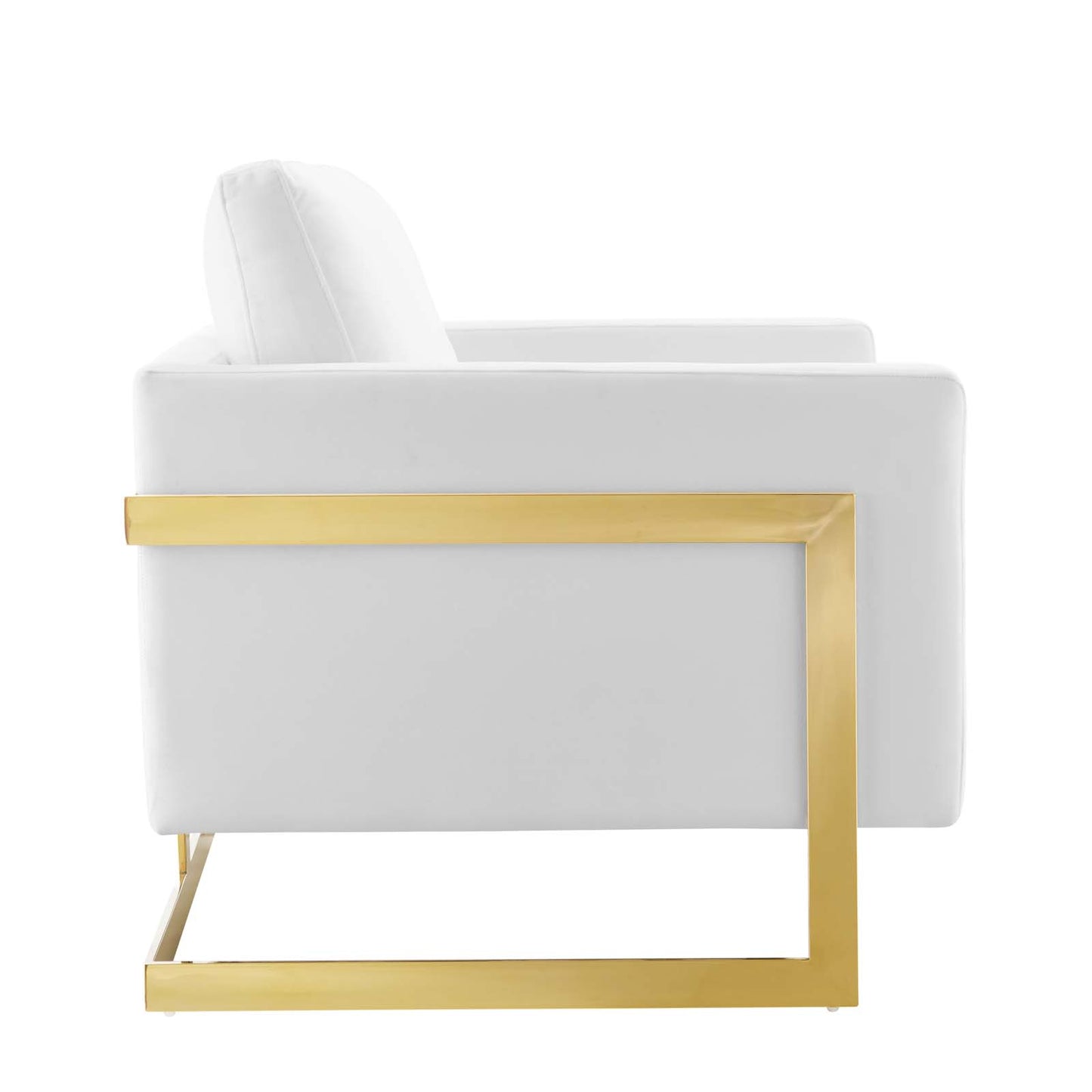 Posse Performance Velvet Accent Chair Gold White EEI-4390-GLD-WHI