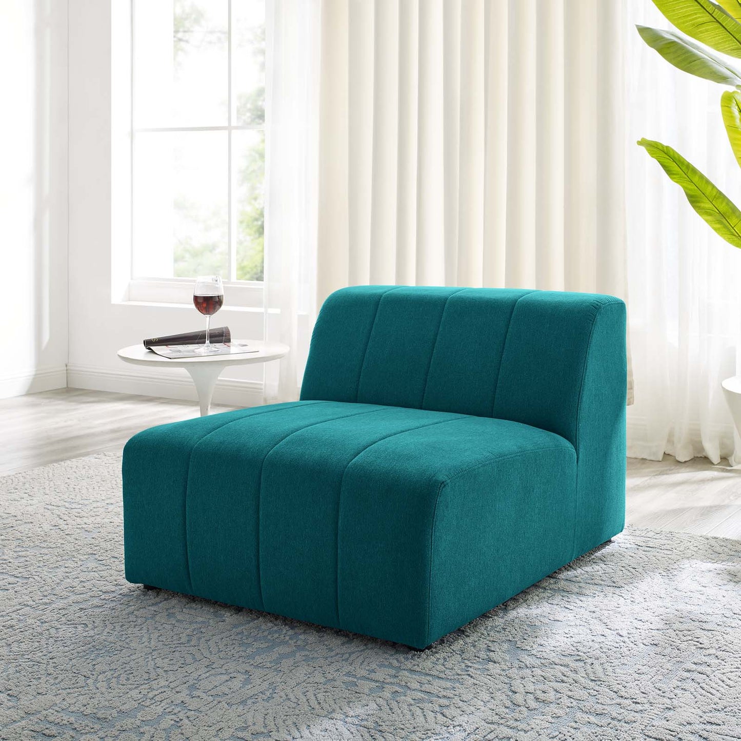 Bartlett Upholstered Fabric Armless Chair Teal EEI-4398-TEA