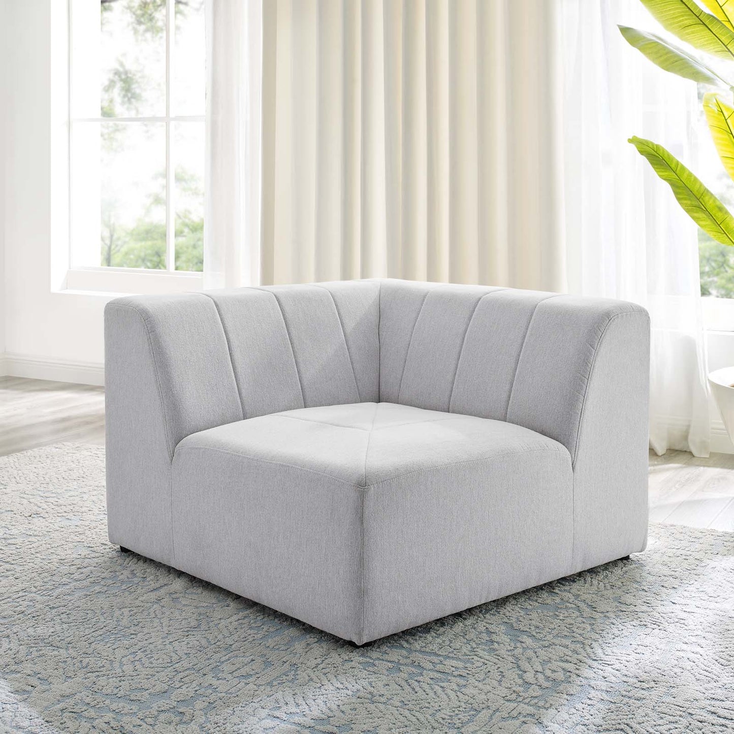 Bartlett Upholstered Fabric Corner Chair Ivory EEI-4402-IVO