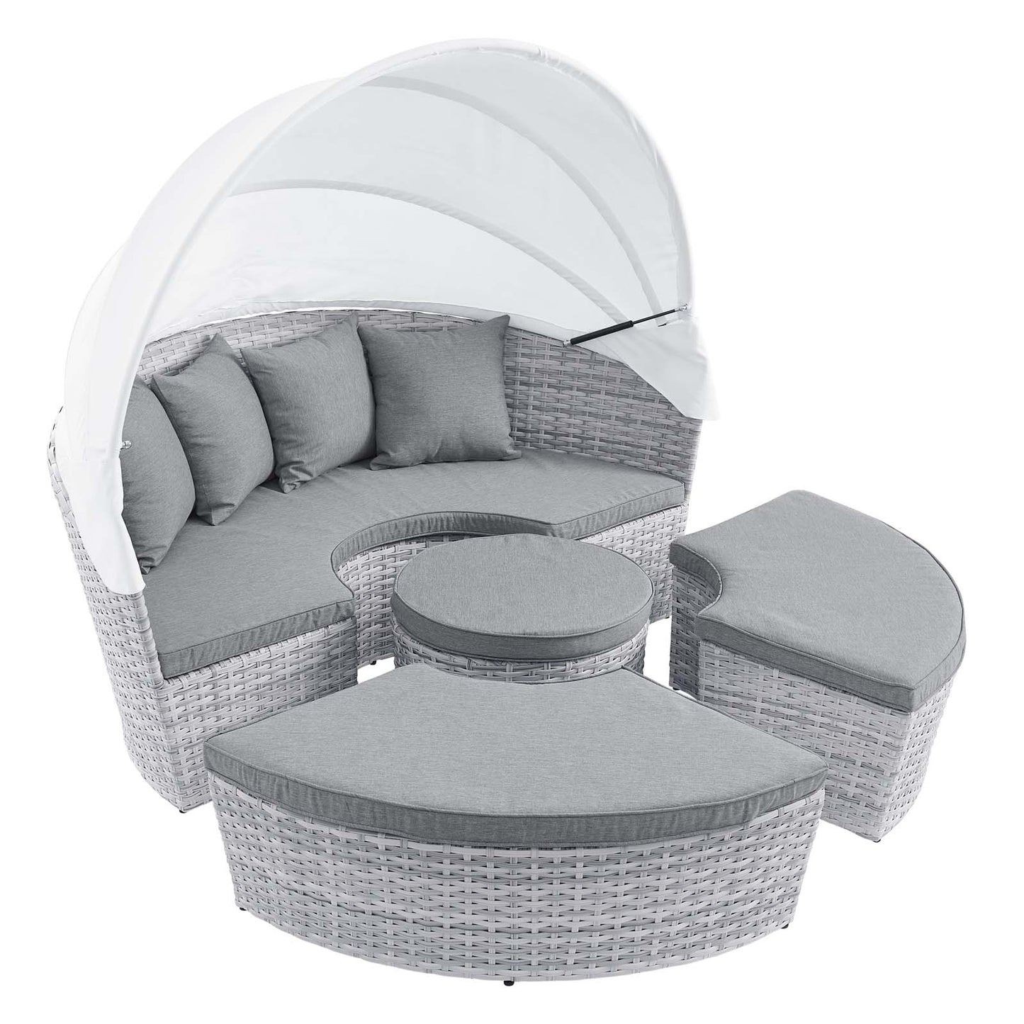 Scottsdale Canopy Outdoor Patio Daybed Light Gray Gray EEI-4442-LGR-GRY