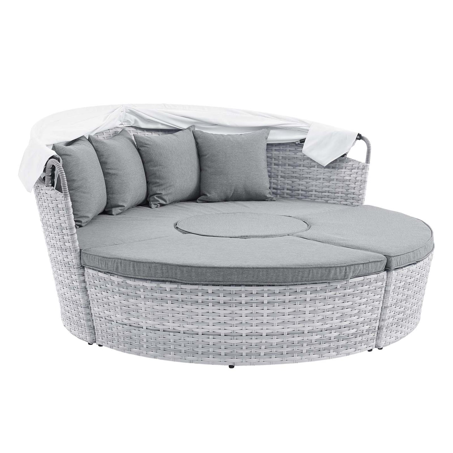 Scottsdale Canopy Outdoor Patio Daybed Light Gray Gray EEI-4442-LGR-GRY
