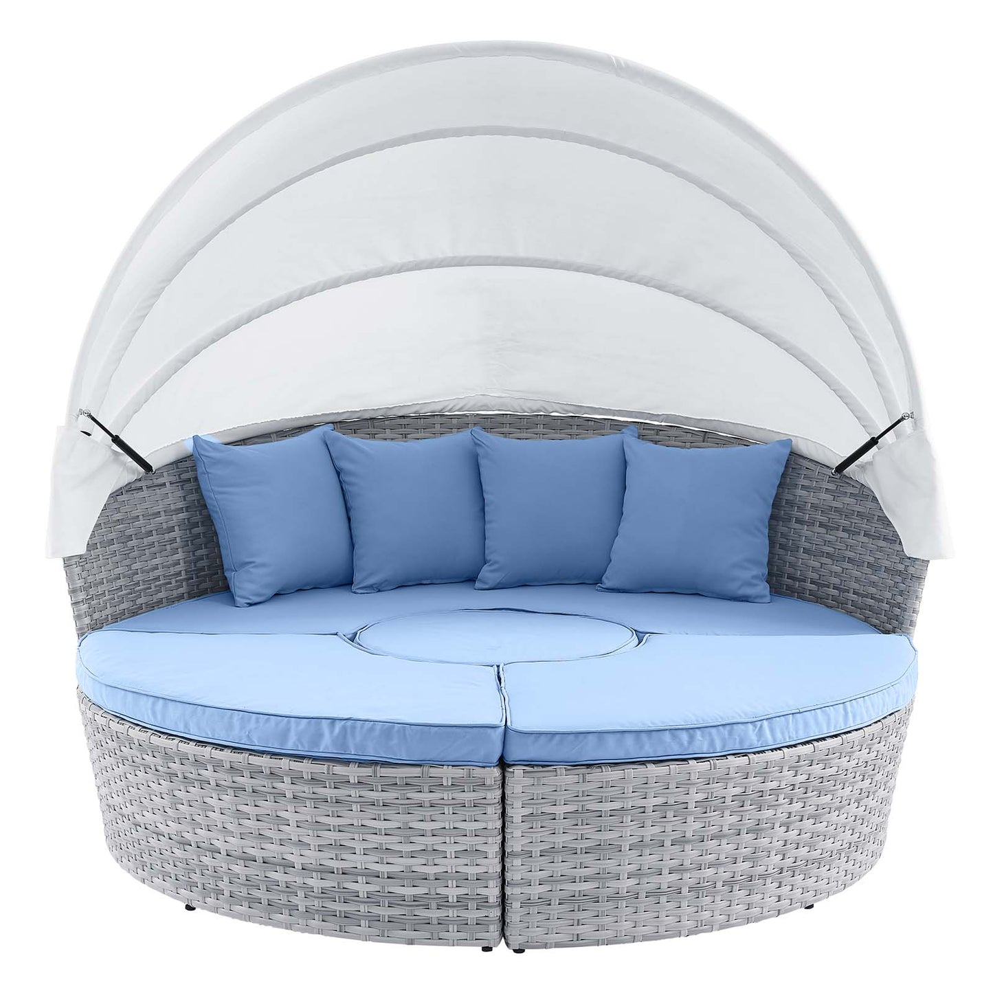 Scottsdale Canopy Outdoor Patio Daybed Light Gray Light Blue EEI-4442-LGR-LBU