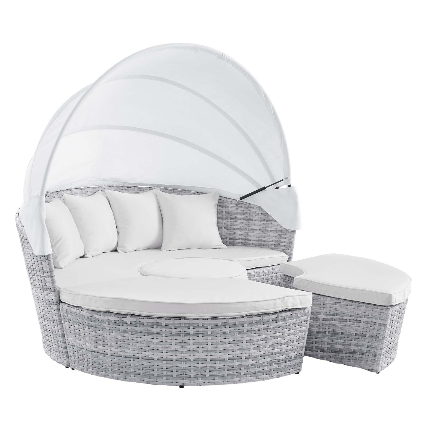 Scottsdale Canopy Outdoor Patio Daybed Light Gray White EEI-4442-LGR-WHI