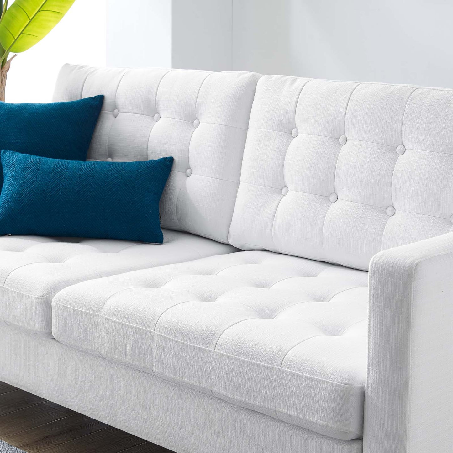 Exalt Tufted Fabric Sofa White EEI-4445-WHI