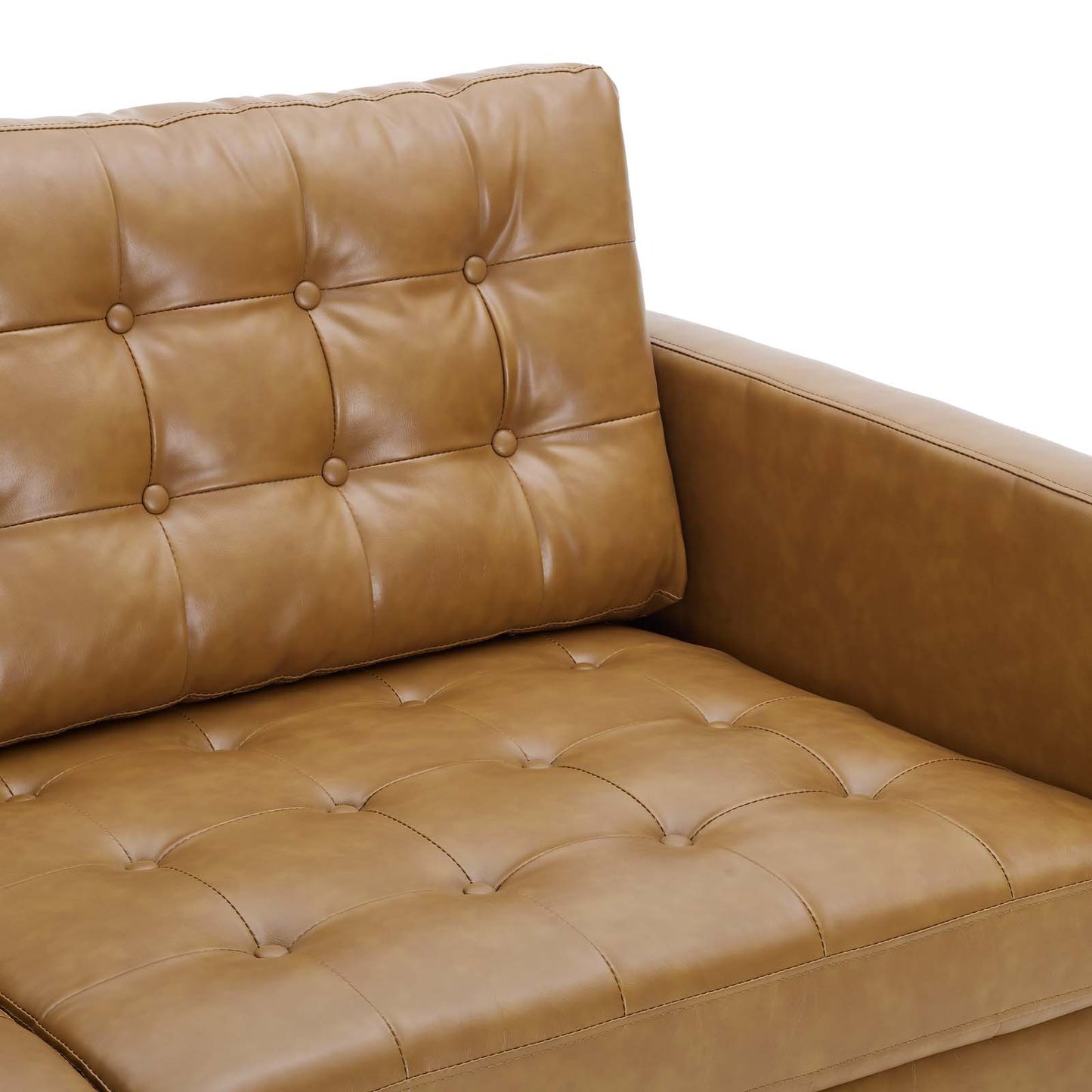 Exalt Tufted Vegan Leather Sofa Tan EEI-4446-TAN