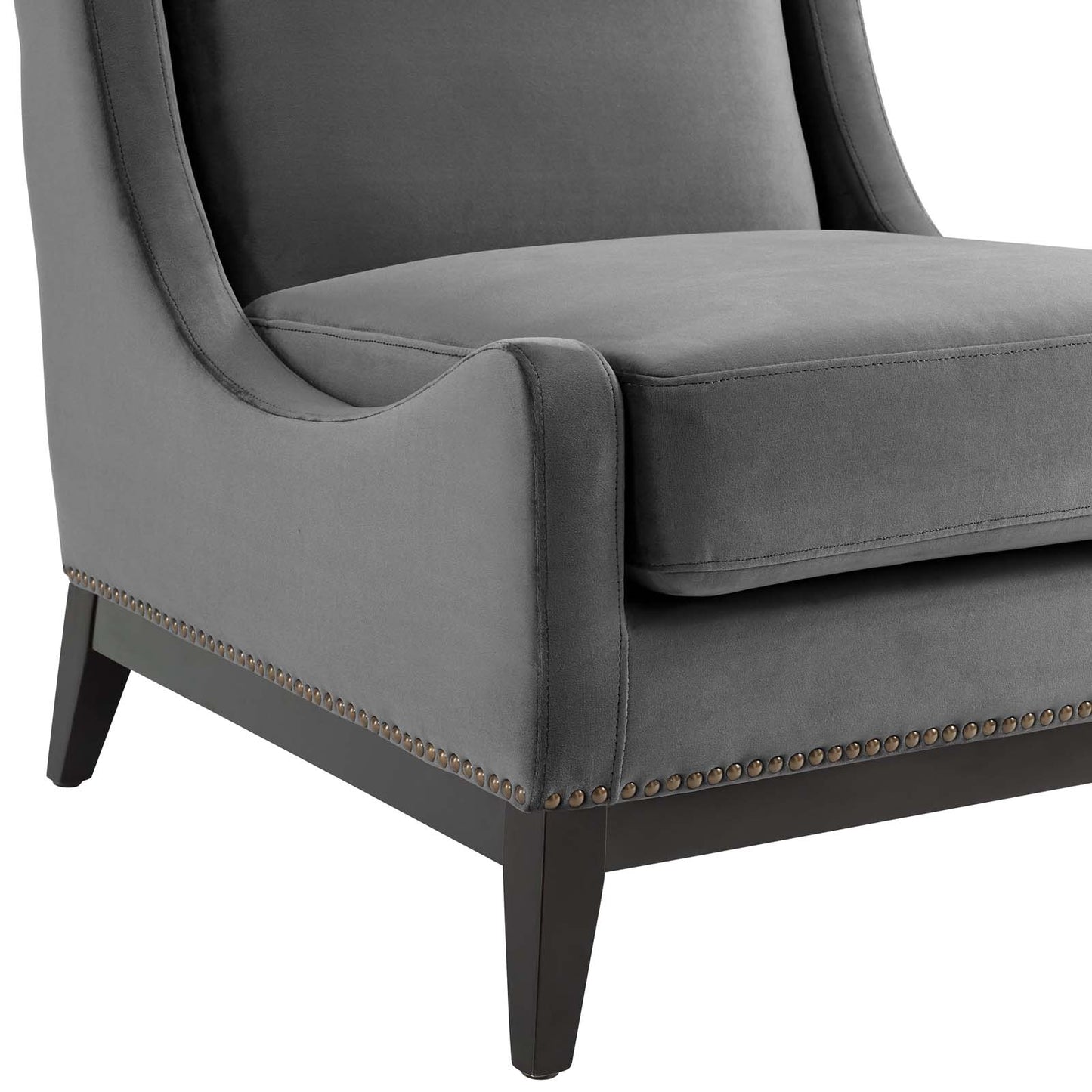 Confident Lounge Chair Upholstered Performance Velvet Set of 2 Gray EEI-4487-GRY