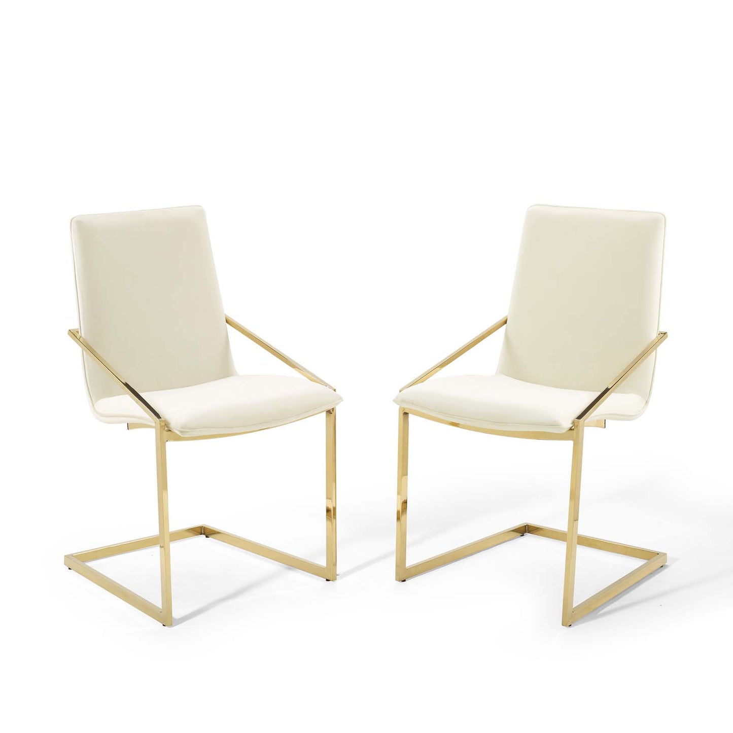 Pitch Dining Armchair Performance Velvet Set of 2 Gold Ivory EEI-4488-GLD-IVO