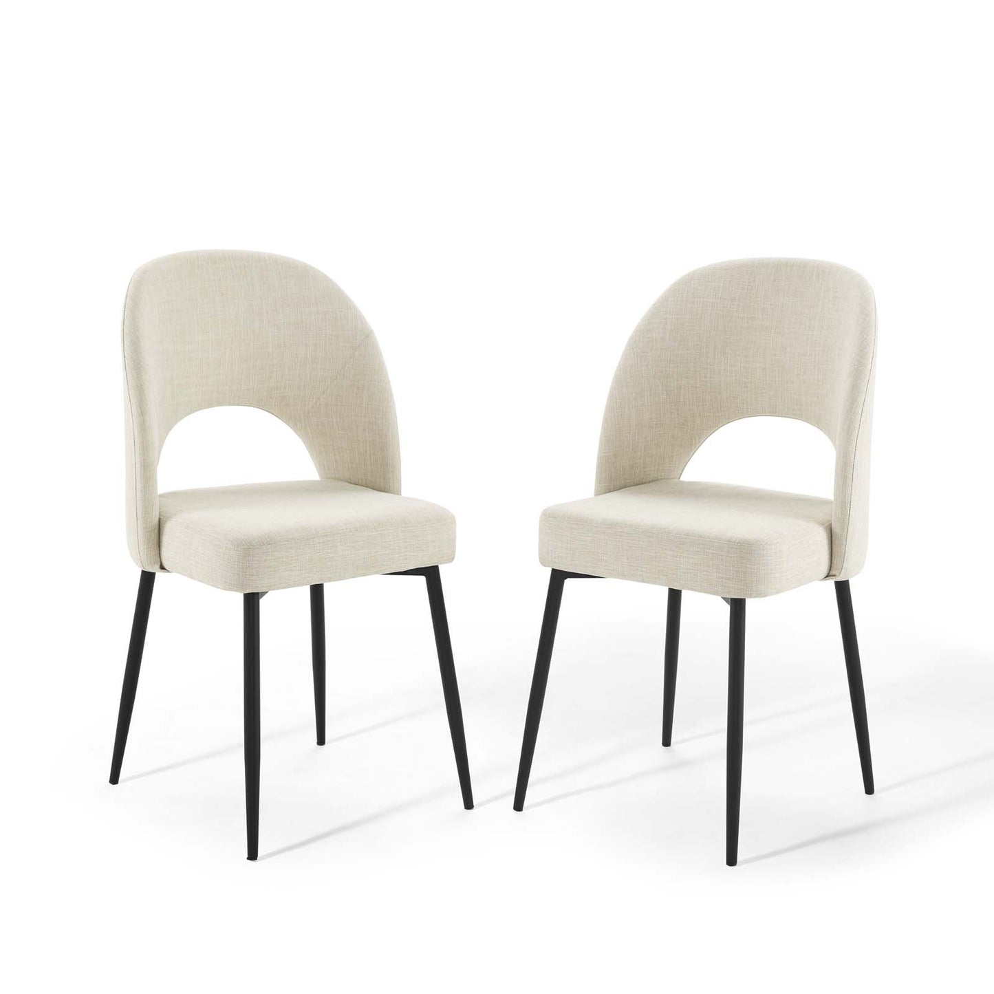 Rouse Dining Side Chair Upholstered Fabric Set of 2 Black Beige EEI-4490-BLK-BEI