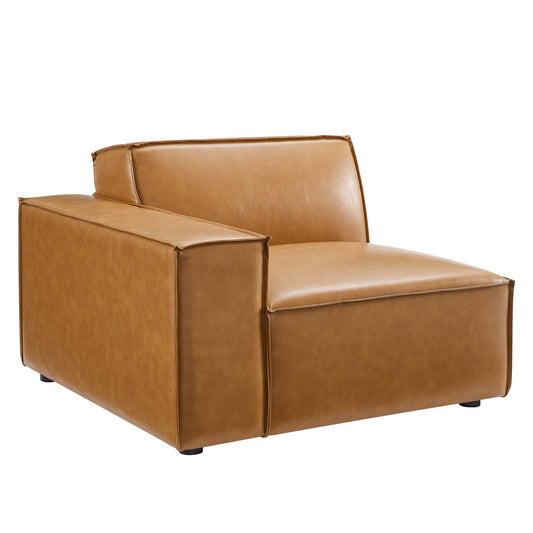 Restore Left-Arm Vegan Leather Sectional Sofa Chair Tan