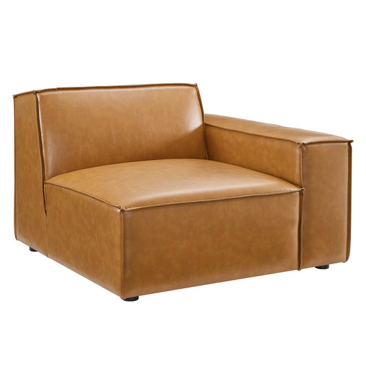 Restore Right-Arm Vegan Leather Sectional Sofa Chair Tan