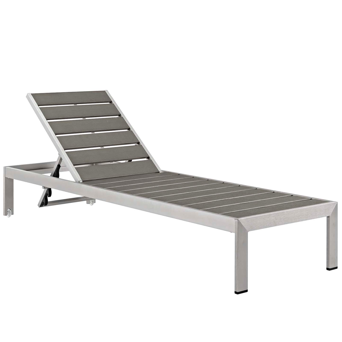 Shore Outdoor Patio Aluminum Chaise with Cushions Silver Beige EEI-4502-SLV-BEI
